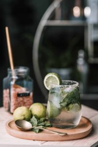 Clear Drinking Glass With Green Fruit Juice